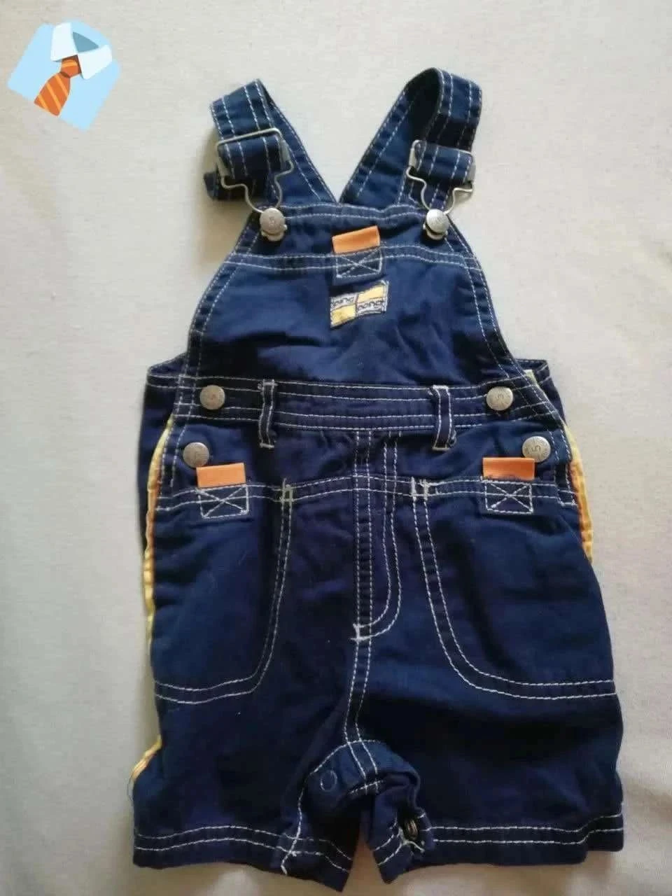 Salopette Bleu Foncé et Orange - Marque 5-5 - 6 Mois